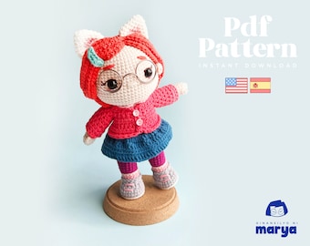 Crochet Doll Amigurumi Pattern Panda Mei, PDF Pattern, English, Espanol