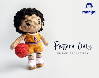 Häkelpuppe Amigurumi Anleitung Basketball Spieler, PDF Anleitung, englisch