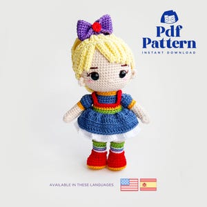 Crochet Doll Amigurumi Pattern Rainbow Girl, PDF Pattern, English, Espanol