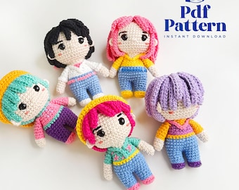 Häkelpuppe Amigurumi Pattern Boyband, PDF Pattern, engl