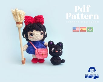 Crochet Doll Mini Amigurumi Pattern Delivery Girl, PDF Pattern, English, Spanish and Portuguese