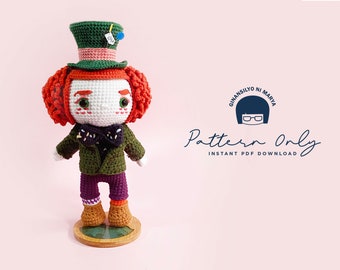 Crochet Doll Amigurumi Pattern Fun Hatter, PDF Pattern, English