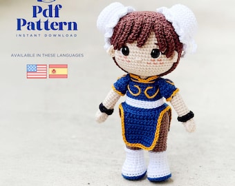 Crochet Doll Amigurumi Pattern Ms. Li, PDF Pattern, English, Spanish
