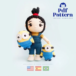 Crochet Doll Amigurumi Pattern Fun Little Girl and Friends, PDF Pattern, English, Espanol, Portuguese