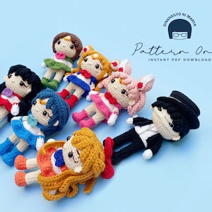 Crochet Doll Amigurumi Pattern Sailor Warriors Mini Size, PDF Pattern, English