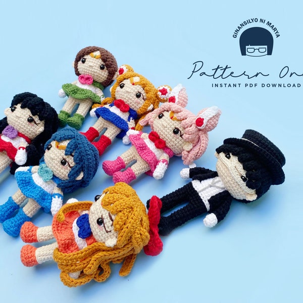 Crochet Doll Amigurumi Pattern Sailor Warriors Mini Size, PDF Pattern, English