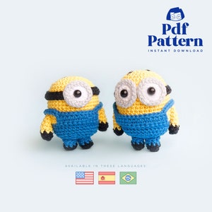 Crochet Doll Amigurumi Pattern Bob and Stuart, PDF Pattern, English, Espanol, Portuguese