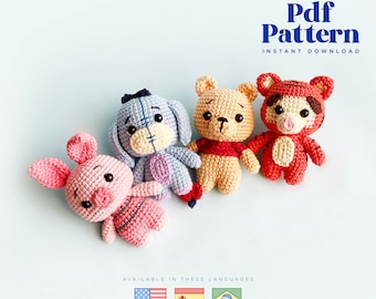 Crochet Doll Amigurumi Pattern Winnie and Friends, PDF Pattern, English, Espanol