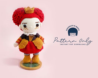 Crochet Doll Amigurumi Pattern Red Queen, PDF Pattern, English