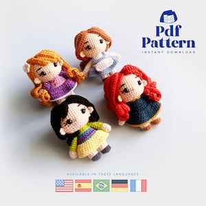 Crochet Doll Amigurumi Pattern Fairytale Princess 2, PDF Pattern, English, Spanish, Portuguese, Deutsch, French