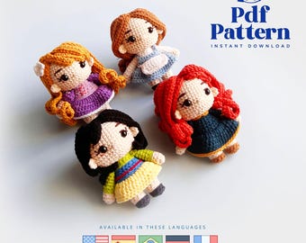 Crochet Doll Amigurumi Pattern Fairytale Princess 2, PDF Pattern, English, Spanish, Portuguese, Deutsch, French