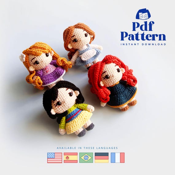 Boneca Amigurumis Princesas Disney Padrão De Boneca De Crochê