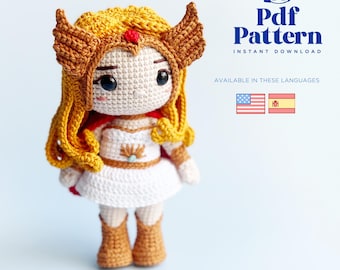Crochet Doll Amigurumi Pattern, PDF Pattern, English, Espanol