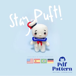 Crochet Doll Amigurumi Pattern Marsmallow, PDF Pattern, English, Espanol, Portuguese, Deutsch