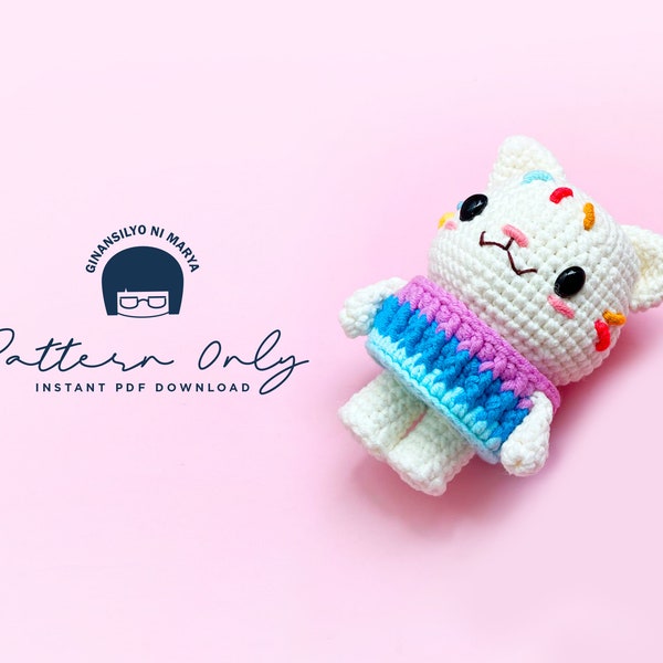 Crochet Doll Amigurumi Pattern Kitty Cake, PDF Pattern, English