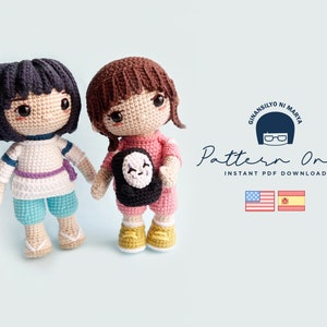 Crochet Doll Amigurumi Pattern Spirit Boy and Bathhouse Girl, PDF Pattern, English, Espanol
