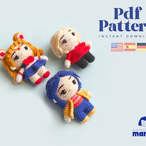 Amigurumi Pattern | Girl Friends Crochet Doll, PDF Pattern, English, Espanol, Dutch