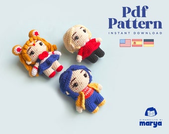 Amigurumi Pattern | Girl Friends Crochet Doll, PDF Pattern, English, Espanol, Dutch