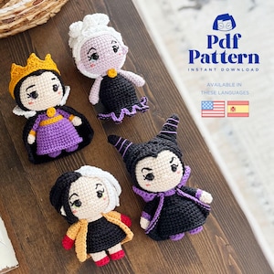 Crochet Doll Amigurumi Pattern Evil Queen Sisters, PDF Pattern, English, Spanish