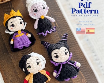 Crochet Doll Amigurumi Pattern Evil Queen Sisters, PDF Pattern, English, Spanish
