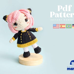 Häkelpuppe, Amigurumi-Muster, Telepath Mädchen, PDF-Muster, English, Espanol, Portugiese, Deutsch