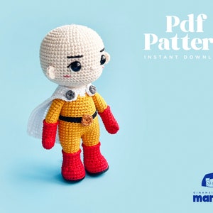 Crochet Doll Amigurumi Pattern One-Punch Hero, PDF Pattern, English