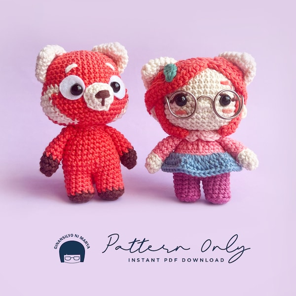 Crochet Doll Amigurumi Pattern Panda Mei Fun Size, PDF Pattern, English