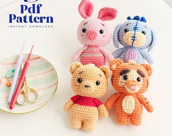 Crochet Doll Amigurumi Pattern Winnie and Friends, PDF Pattern, English