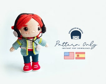 Crochet Doll Amigurumi Pattern Max, PDF Pattern, English, Espanol