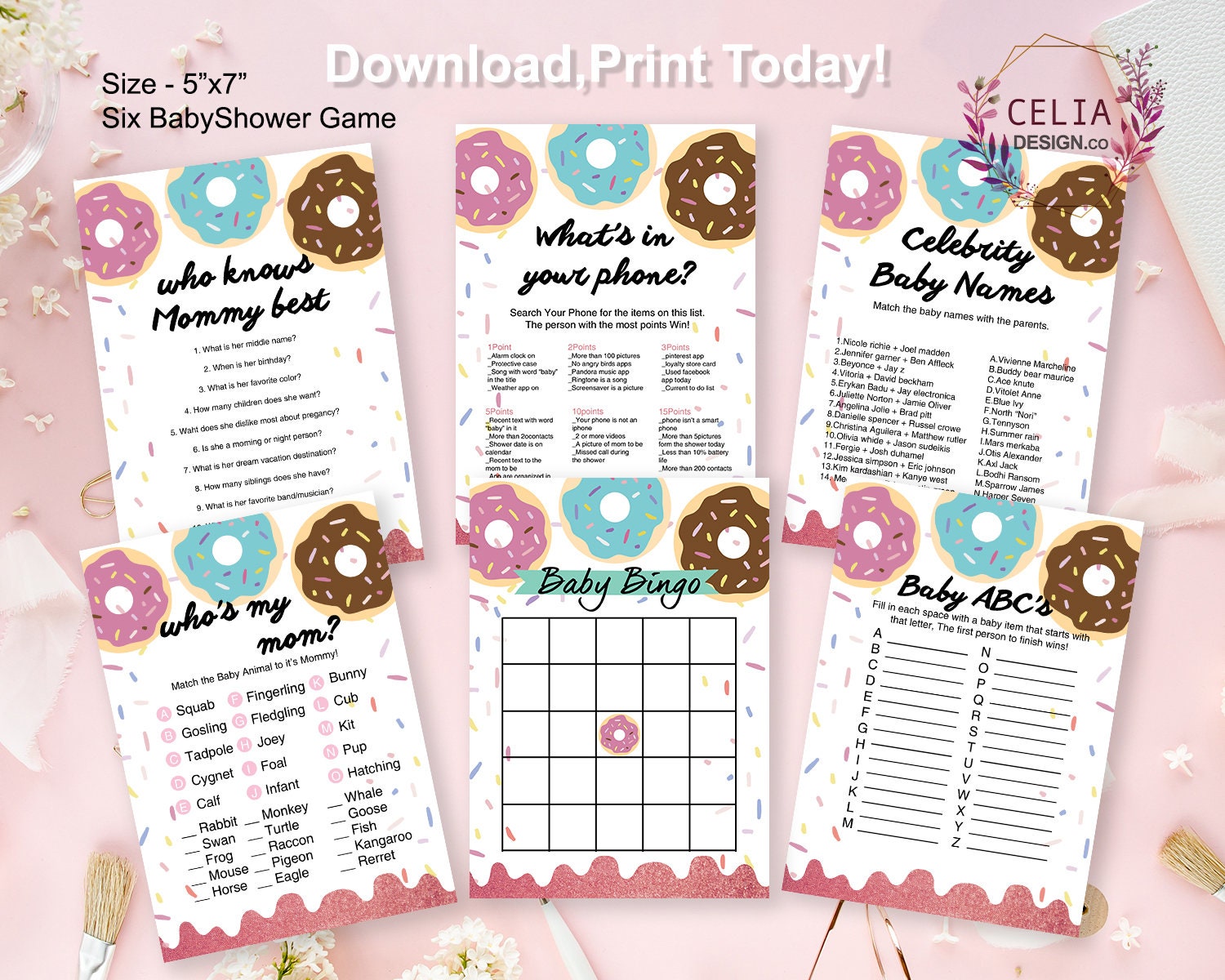 INSTANT DOWNLOAD Donut BABY Games Packageprintable Donut - Etsy