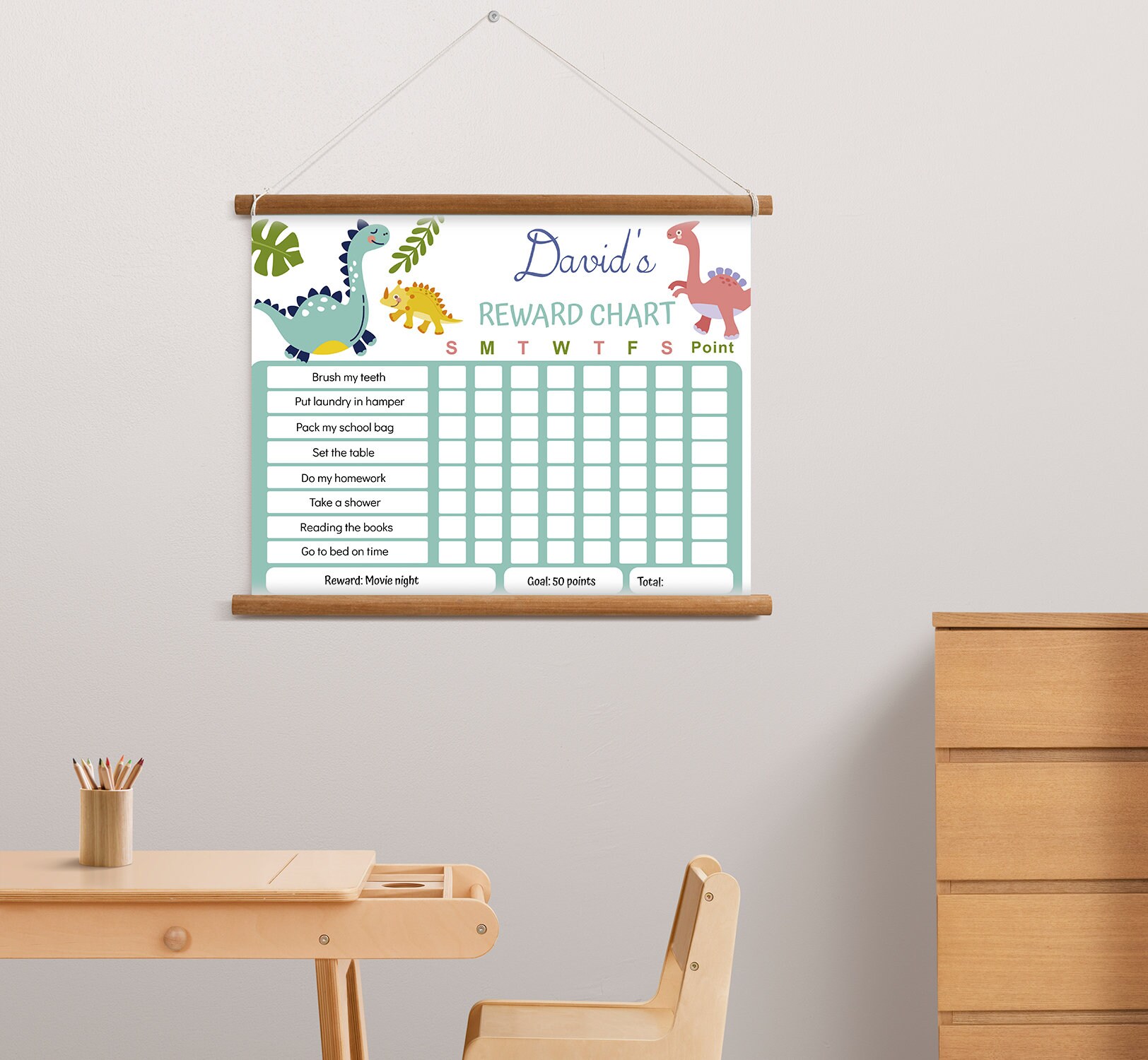Dino Reward Chart, Dinosaur Behavior Chart, Reward Chart for Toddler or ...