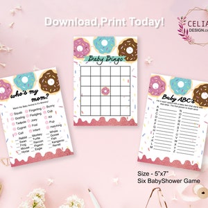 INSTANT DOWNLOAD, Donut BABY Games Package,printable Donut Baby Shower ...