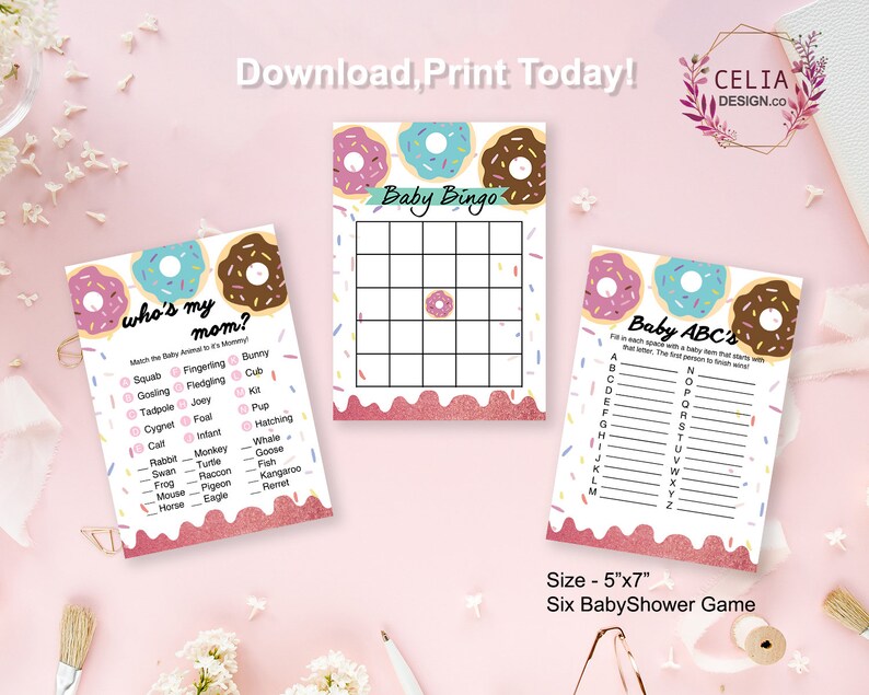 INSTANT DOWNLOAD, Donut BABY Games Package,printable Donut Baby Shower ...