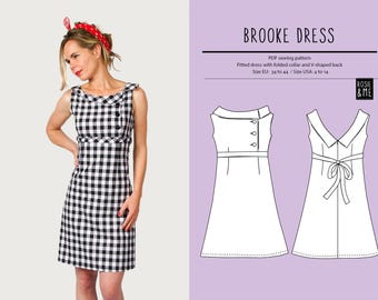 Dress with V-shaped back and folded collar l Downloadable Sewing Pattern l US Size 4-14 l EU 34-44 l inc Photo Instructions and Fit Tutorial