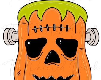 Pumpkin Frankenstein Halloween Door Hanger Template.