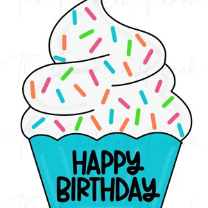 Cupcake Door Hanger Template. Boy and Girl Birthday Door Hanger Template.