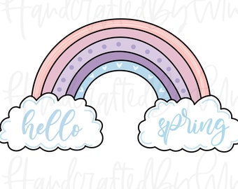 Hello Spring Rainbow Door Hanger Template.