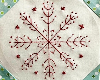 Snowballs & Snowflakes Redwork 2025 Block of the Month Block 9, SSBOM