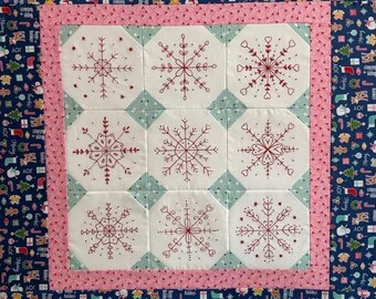 Snowballs and Snowflakes Redwork Block of the Month All Blocks, SSBOM