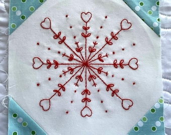 Snowballs & Snowflakes Redwork 2025 Block of the Month Block 3, SSBOM
