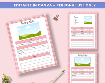 Quilt Block of the Month Trackers to Edit, BOM Planning Pages Editable Canva Template