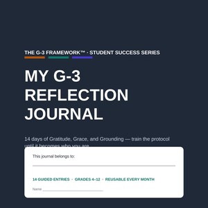 Marco G-3: Diario de reflexión del estudiante — Hábito de escritura SEL de 18 páginas / Gratitud y conexión con la gracia