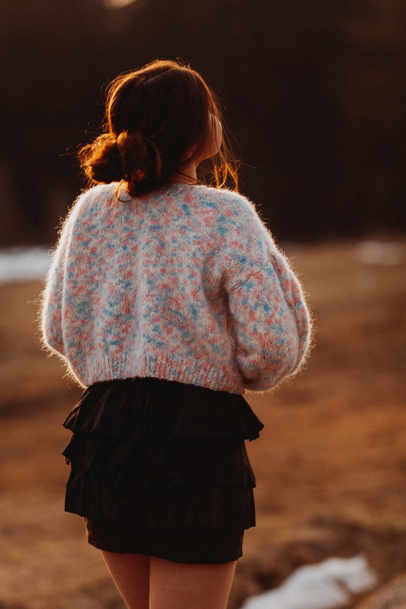 Extra short, trendy, puffy sweater, Short knitted jacket, Handmade jacket, I16 image 5
