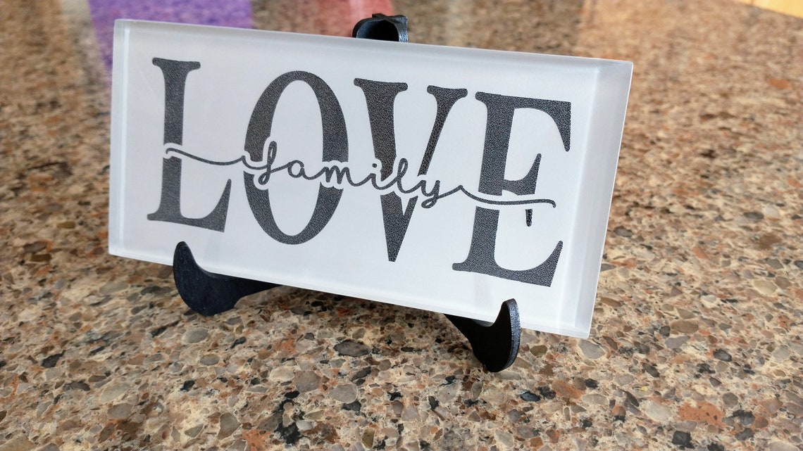 Custom Laser Etched Glass Tile With Names Etsy