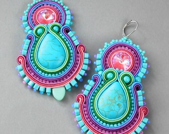 Rainbow and fun soutache earrings