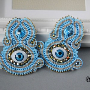Soutache earrings &quot;I SEE YOU&quot;