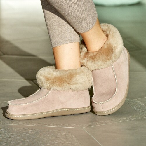 Women's Ankle High Slippers Natural 