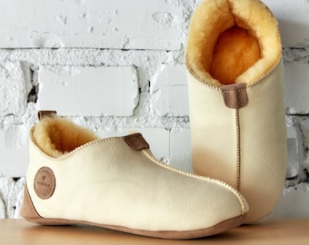 Pantoufles en peau de mouton pour hommes, peau de mouton Relugan, chaussons en cuir 100% peau de mouton retournée, cadeau parfait pour lui Noël Noël