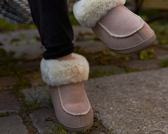 Chaussons hauts Chaussons femmes Chaussons chauds Chaussons chauds Bambous en cuir naturel Vanuba peau mouton Vanuba Cadeau beige Vanuba