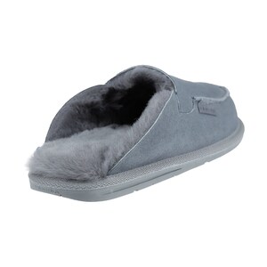 Luxury Men Natural Sheepskin Mules 41-47, Lether Grey Slippers for him, Warm Slip on Wool House Shoes, 100% Handmade, gift idea for him